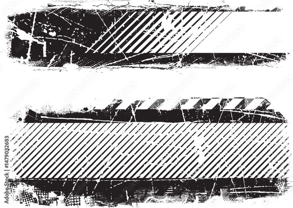 Aufkleber Grunge textured banner with rough edges. Speckled texture. Overlay grunge texture . Simply place texture over any object to create grunge effect . Banner with scratched surface for your design. 