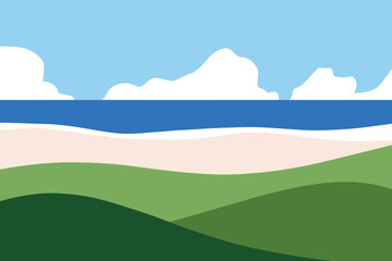 Ocean view from a hill flat minimalist design