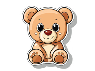 Cute Teddy Bear Sitting on White Background