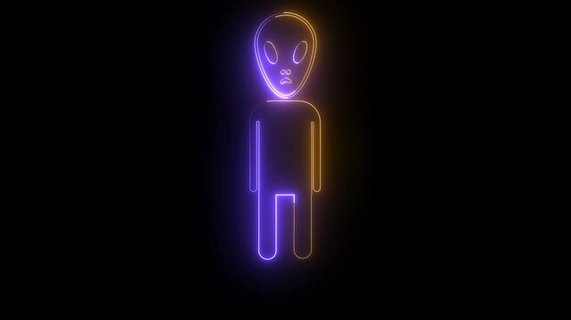 Alien head line icon, editable stroke. 4k video