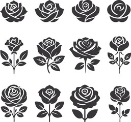 set of black roses