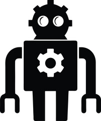 Black Gearhead Robot Clipart