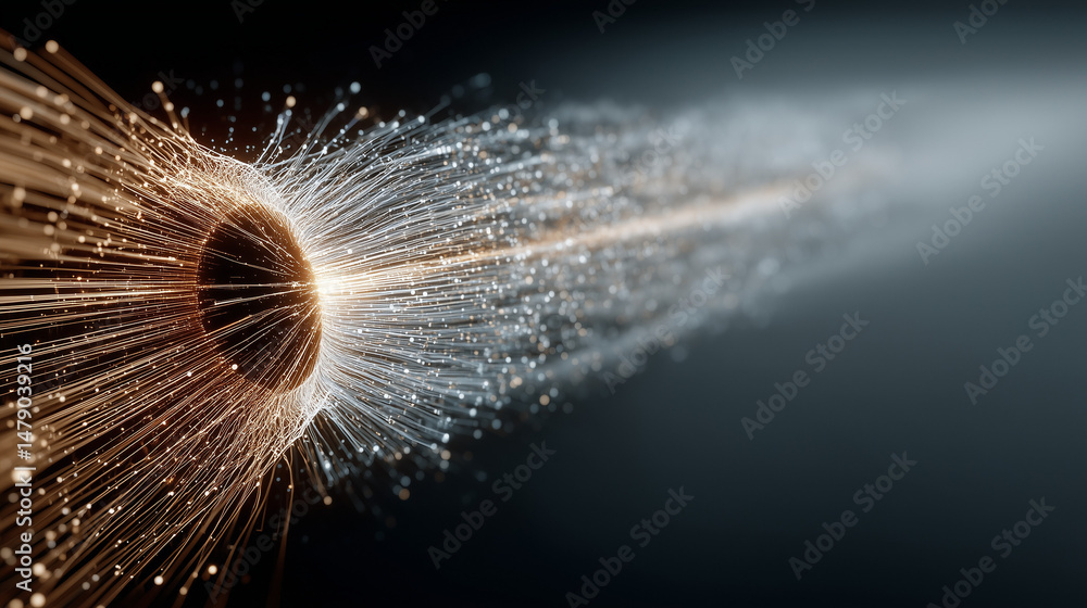 Poster fiber optics visualization: an abstract and ethereal depiction of fiber optic cables transmitting da