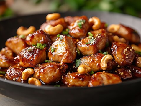 Wokgebratenes Cashew-H&uuml;hnchen mit ger&ouml;steten N&uuml;ssen