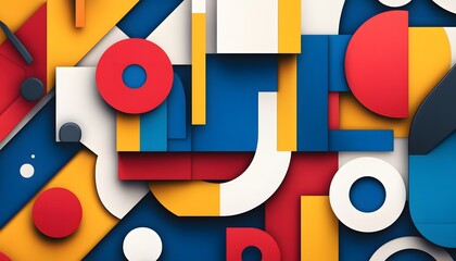 Abstract geometric shapes in vibrant colors.