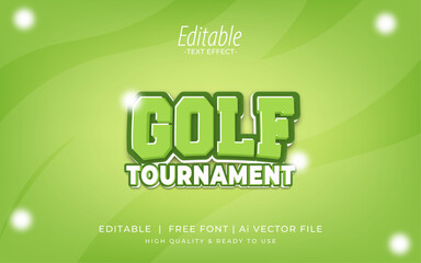 Golf tournament Vector Editable Text Effect Template