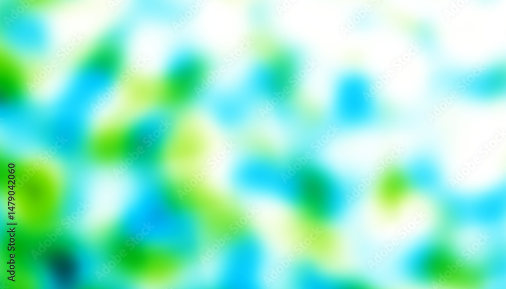 Poster World environment day concept: green and blue abstract blur spots background with bokeh effect and transparency