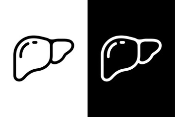 Liver Silhouette Vector Minimalist Black Icon on White Canvas.