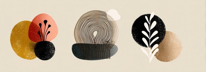 Trendy abstract organic and graphic elements. Template for logo, branding, web design, social media post, banner, business card, invitation, print, flyer or presentation. High quality