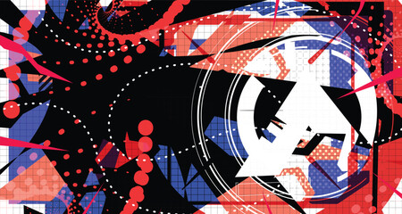 Culturing Colorful Futuristic Abstract Background Bold Wireframe Texture Elements and Modern Comic Style Shapes And Dynamic Effects and Icons Design