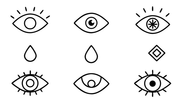 eye vector icon set. eyeball line icon. vision pictogram. private crossed eye sign.