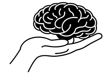 Human brain continuous one line drawing of art vector illustration