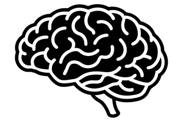 Head silhouette with brain linear illustration. Diseases and structure of the brain.