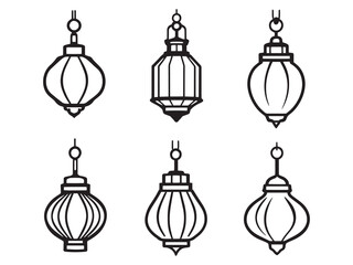 Minimal Pendant Lantern Vector Collection