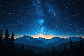 Fototapeta premium Under the Celestial Sky Where Mountains Sleep Quietly