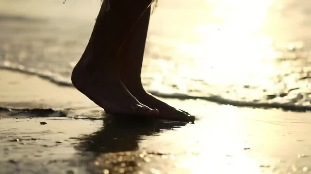 woman walking on the beach 