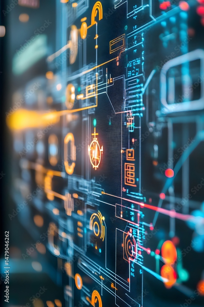 Poster smart grid technology interface displaying energy distribution