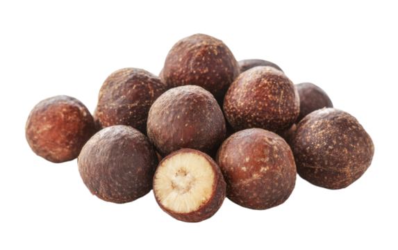 Pile of nuts on transparent or white background