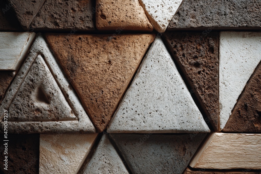 Aufkleber close-up view of a textured triangular mosaic pattern.