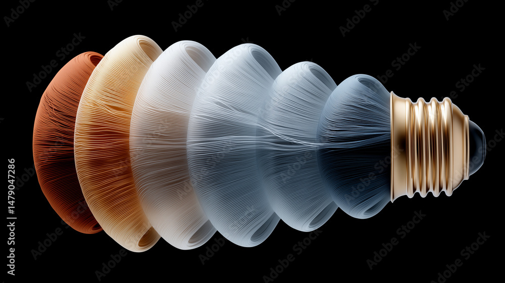 Aufkleber lightbulb with filament layered: a lightbulb with a unique layered filament, capturing the intricate