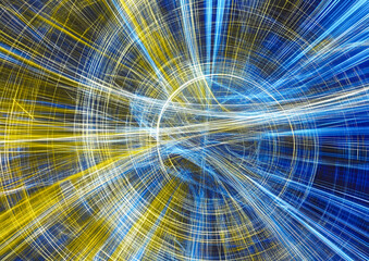 Fototapeta premium Abstract digital art design with dynamic lines and radiating energy representing a complex network and data flow.