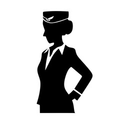 flight atendent silhouette. isolated on white