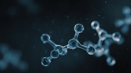 Blue molecular structure in cosmic void, symbolizing scientific exploration and discovery