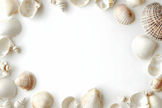 A minimalist seashell frame evokes the warmth and nostalgia of beach memories.