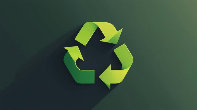 Recycling Icon Animation, Green Rotating Arrows