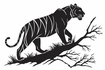 Obraz premium tiger sihouette black vector
