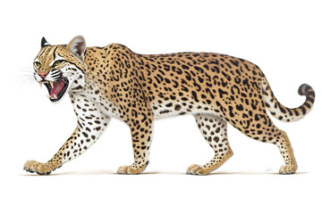 Naklejka premium Ocelot Prowls Wildly, Roaring Loudly, Majestically