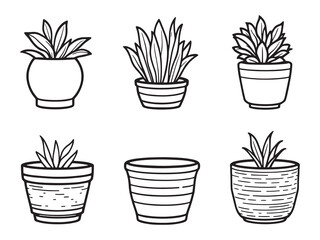 Planter pot minimalist line art illustration
