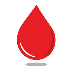 Bright Red Blood Drop Icon on a Clean White Background. Simple red blood drop symbol representing health, life, and medical themes. Ideal for designs about healthcare, blood donation, or emergency 