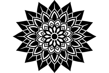 Abstract floral vector ornament design with seamless pattern and sun-leaf elements for vintage illustration art