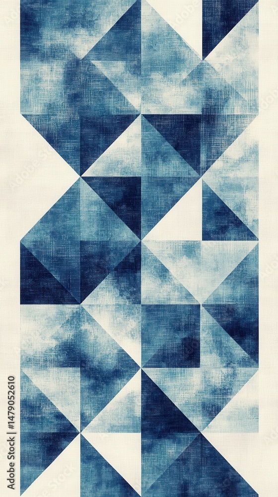 Poster indigo geometric pattern abstract art background with triangle shapes and textured surface design an