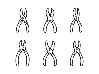 Pliers multiple types line drawing