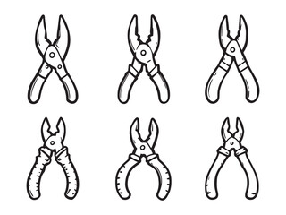 Pliers hand tool outline illustration