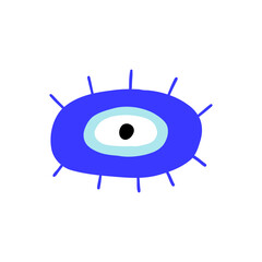 Eye evil turkish bead blue naive. Greek amulet nazar. Vector illustration