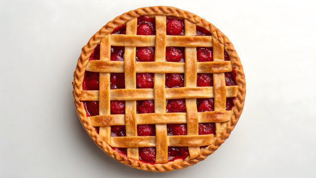 Vegan baking Vegan baking with delicious cherry pie featuring golden lattice crust and vibrant red fruit filling for joyful