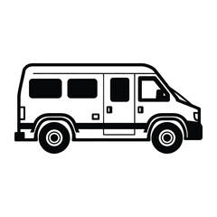 Fototapeta premium Ambulance Silhouette Clipart on White Background