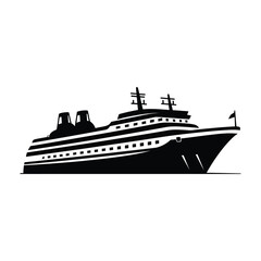 Obraz premium Cruise Ship Silhouette Clipart on White Background
