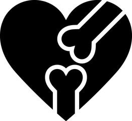 Heart and bones. Bone icon