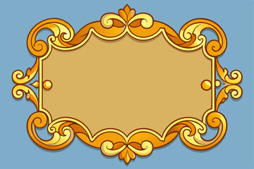 Golden ornate vintage floral frame on a white background