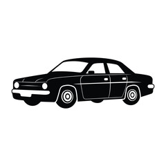 Police Car Silhouette Clipart on White Background