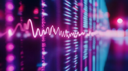 Fototapeta premium Abstract rendering of audio wave analysis on digital display with vibrant colors