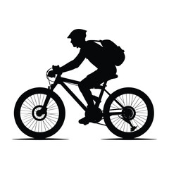 Fototapeta premium Bicycle with Rider Silhouette Clipart