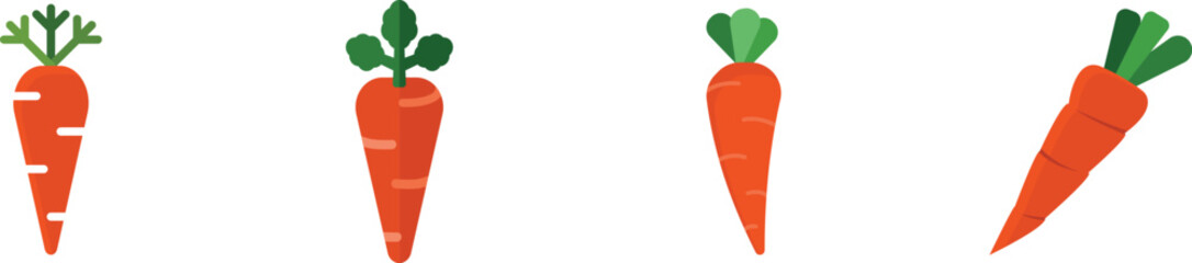 Set of carrot icons in flat style. Carrot icon