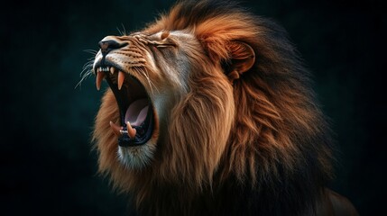 Naklejka premium Roaring lion portrait