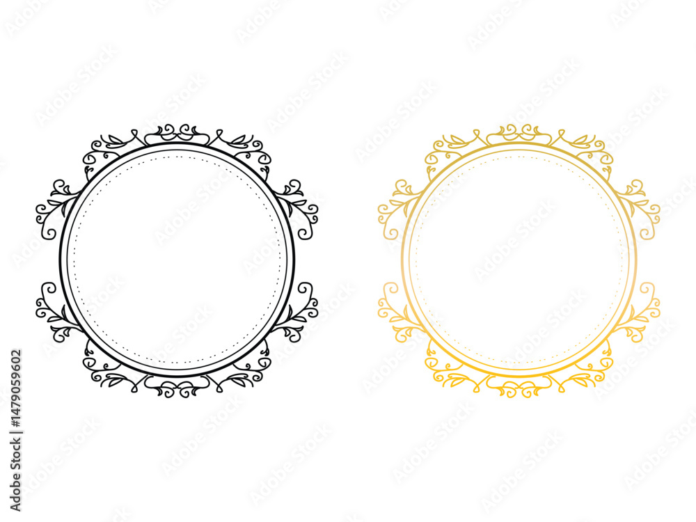 Poster frame circle shape vintage flourish symbol icon design vector isolated transparent background