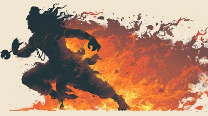 Cosmic dance of lord shiva nataraja art scale digital illustration fiery background dynamic movement